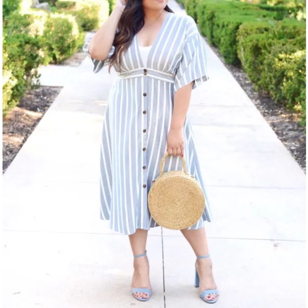 SONCY Walk The Line Striped Midi Dress Size 2 (18-20)